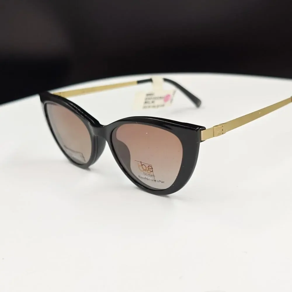 bio eyes Women’s Cat Eye Sunglasses Black Frame Brown Polarized Tinted UV400